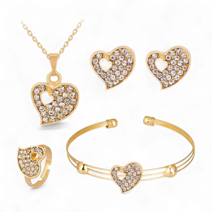 Crystal Hollow Heart Jewelry Set