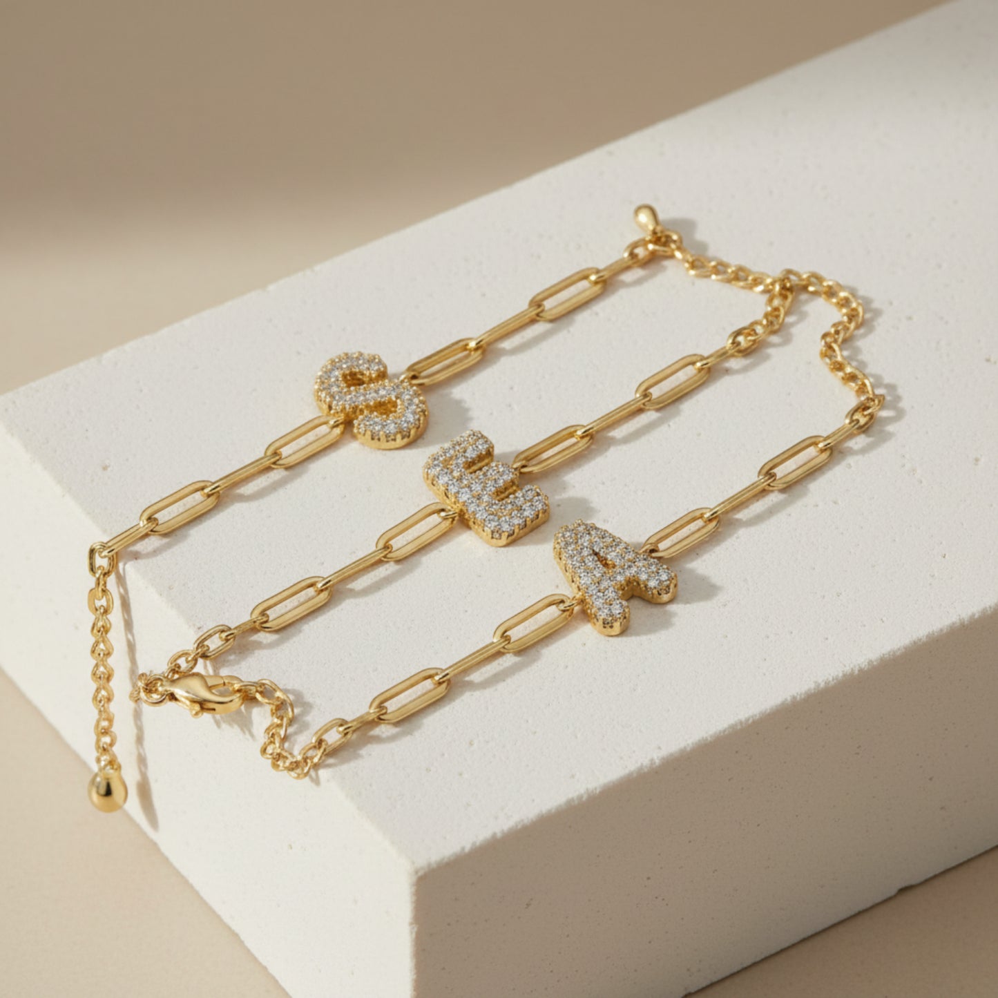 Crystal Initial Gold Bracelet