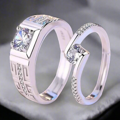Diamond Square Adjustable Couple Rings