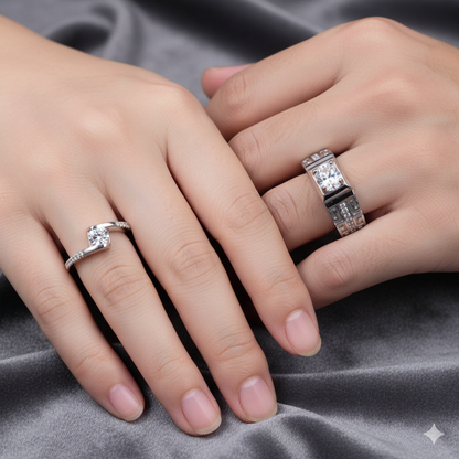 Diamond Square Adjustable Couple Rings