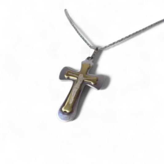 Double Cross Jesus Necklace