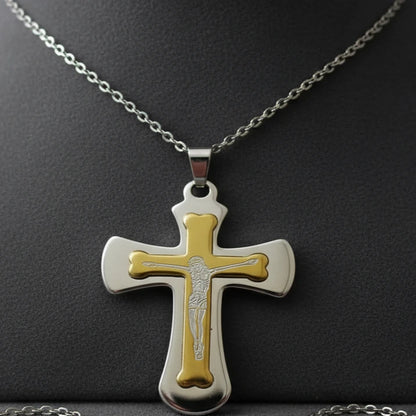 Double Cross Jesus Necklace