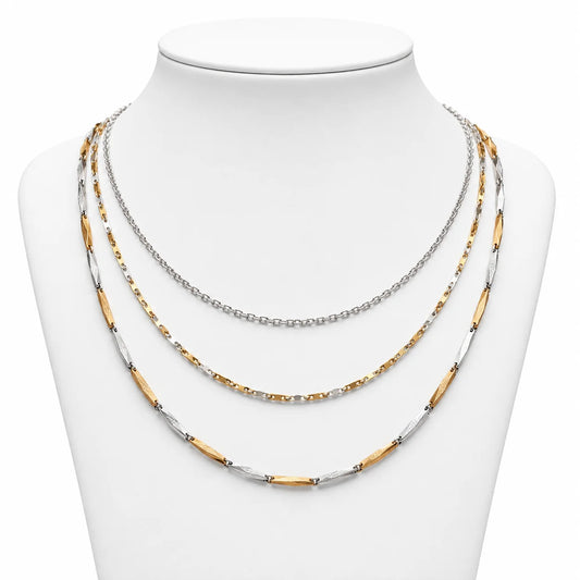 Double Tone Gold And Silver Necklace