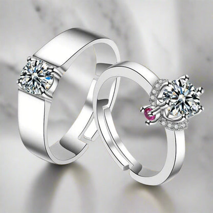 Elegant Flower Adjustable Couple Rings
