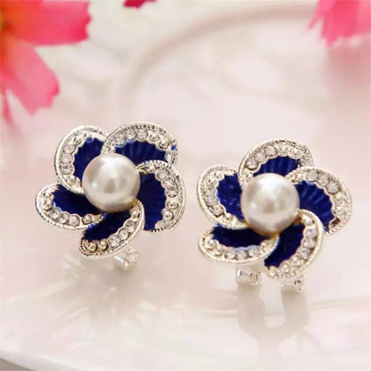 Elegant Black Flower Pearl Earrings