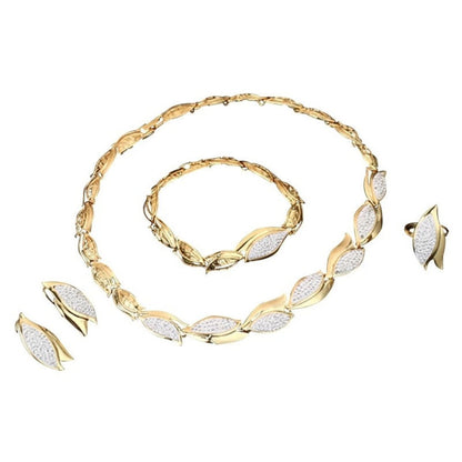 Elegant Leaf Charm Crystal Set