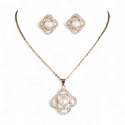 Elegant Pearl Flower Jewelry Set
