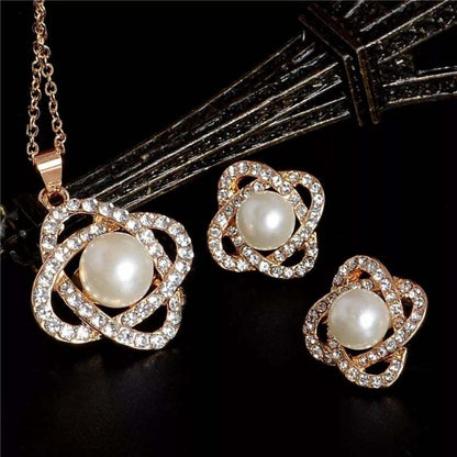 Elegant Pearl Flower Jewelry Set