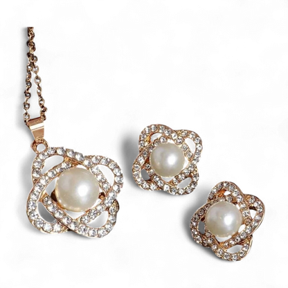 Elegant Pearl Flower Jewelry Set