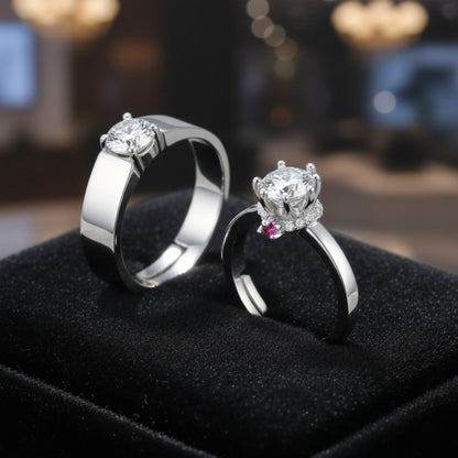 Elegant Flower Adjustable Couple Rings