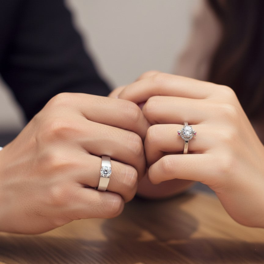 Elegant Flower Adjustable Couple Rings