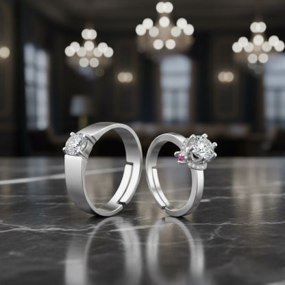 Elegant Flower Adjustable Couple Rings