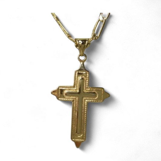 Engraved Double Cross Necklace