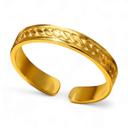 Engraved Golden Stainless Steel Ring