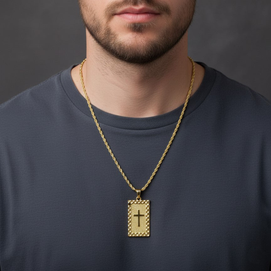 Engraved Bible Cross Necklace