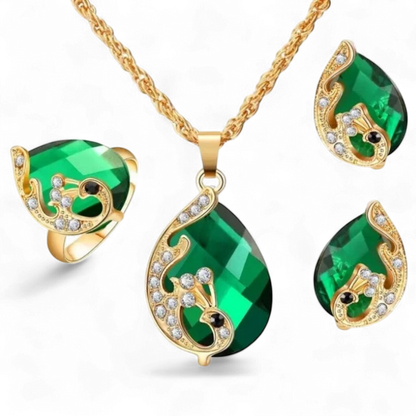 Ethnic Crystal Peacock Jewelry Set