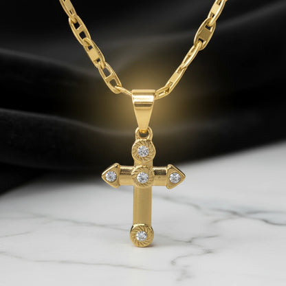 Exquisite Stones Cross Pendant Necklace