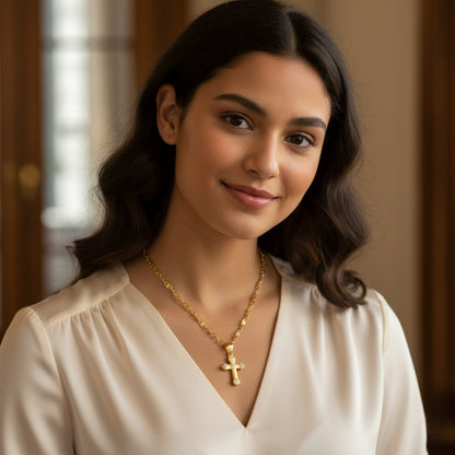 Exquisite Stones Cross Pendant Necklace