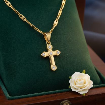 Exquisite Stones Cross Pendant Necklace