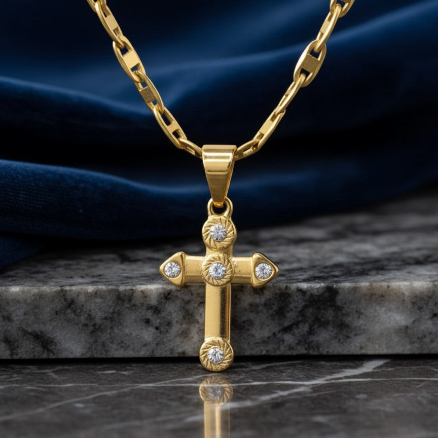 Exquisite Stones Cross Pendant Necklace