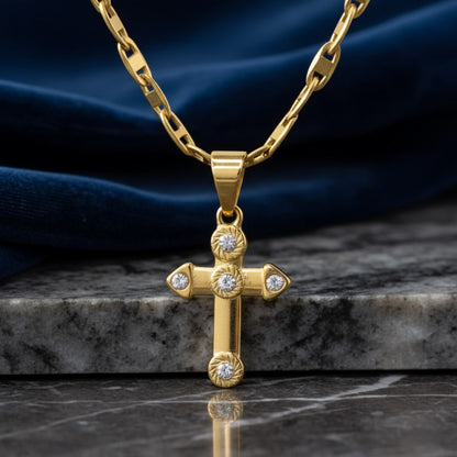 Exquisite Stones Cross Pendant Necklace