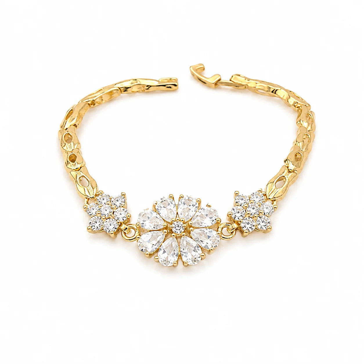 Luxury Gold Floral Crystal Bracelet