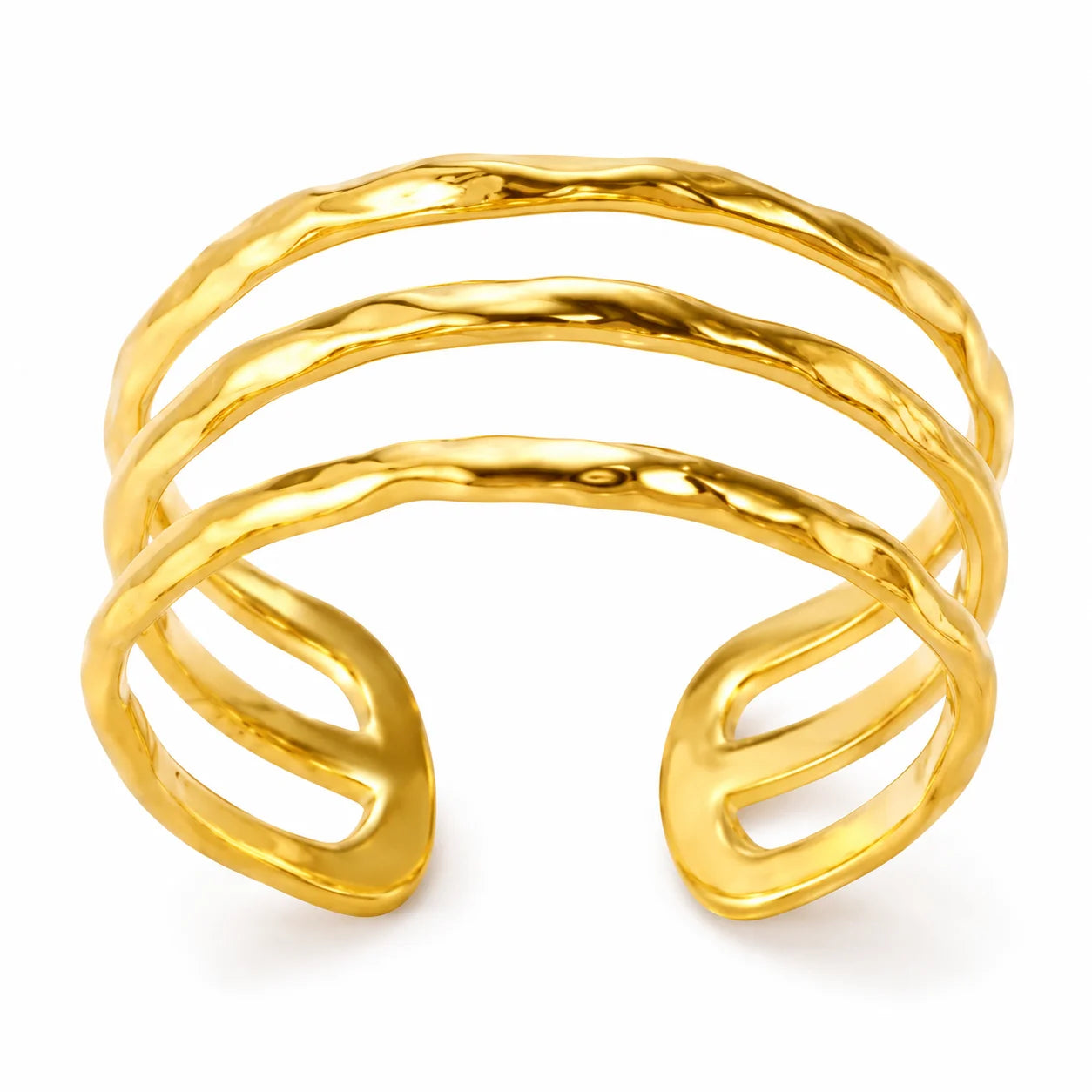 Fashionable Three-Layer Gold Stainless Steel Ring