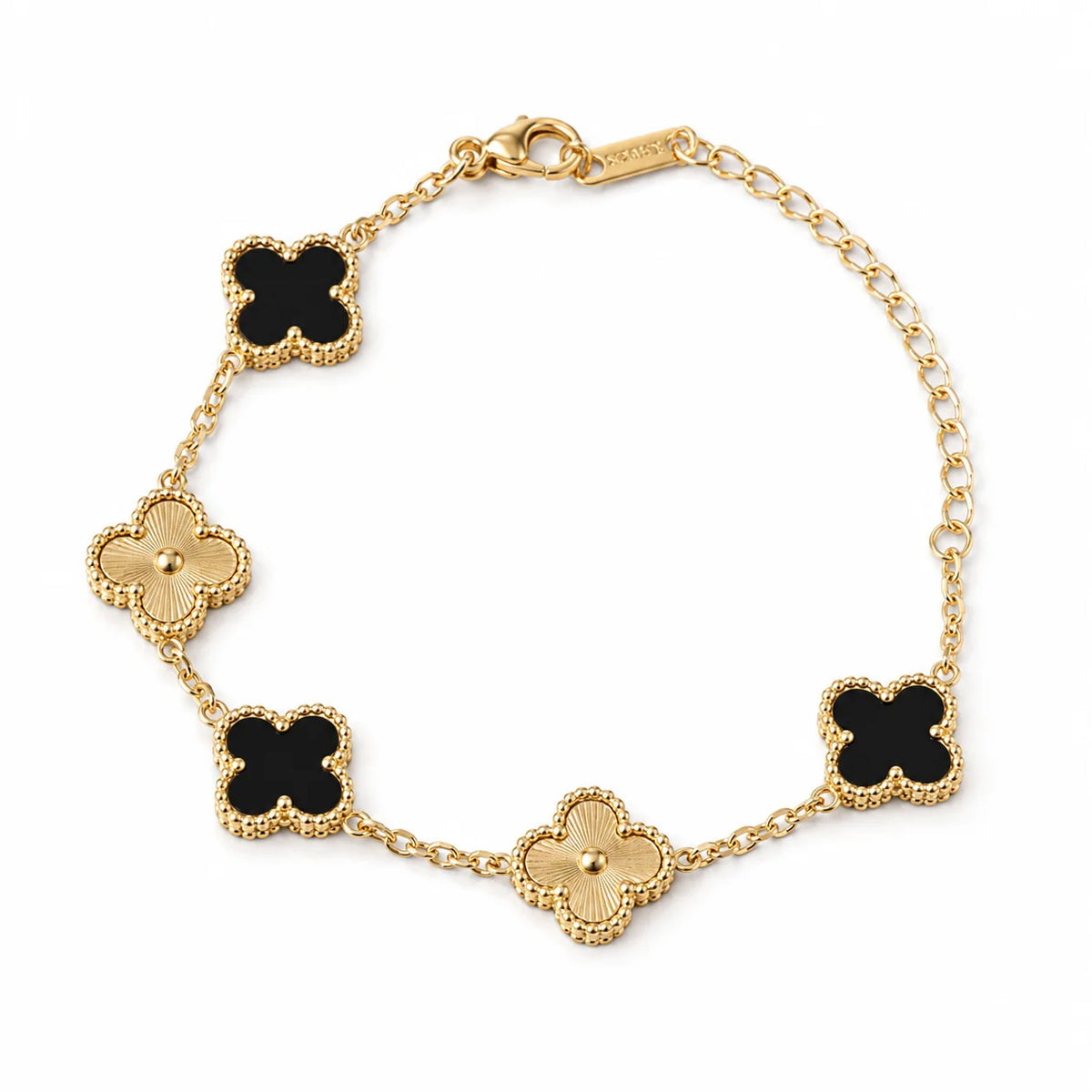 Five-Leaf Clover Gold Bracelet - Black/Gold