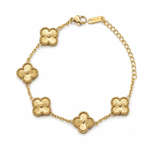 Five-Leaf Clover Gold Bracelet - Gold