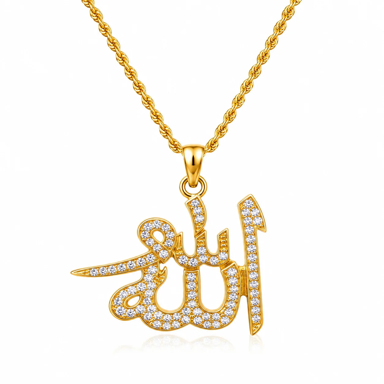 Glistening Allah Arabic Pendant Necklace