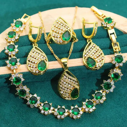 Gold-Plated CZ Wedding Jewelry Set