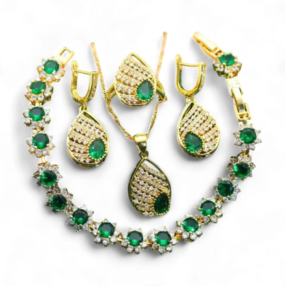 Gold-Plated CZ Wedding Jewelry Set