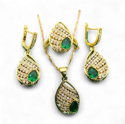 Gold-Plated CZ Wedding Jewelry Set