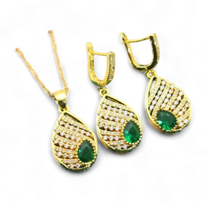 Gold-Plated CZ Wedding Jewelry Set