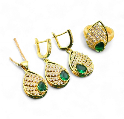 Gold-Plated CZ Wedding Jewelry Set