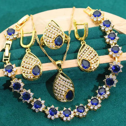 Gold-Plated CZ Wedding Jewelry Set