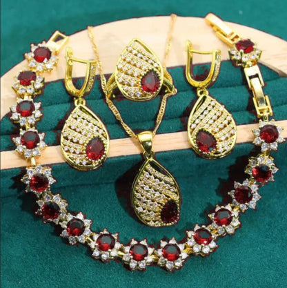 Gold-Plated CZ Wedding Jewelry Set