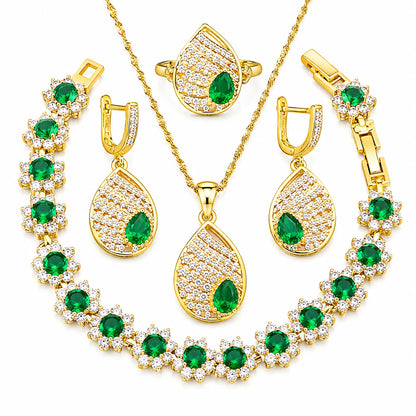 Gold-Plated CZ Wedding Jewelry Set