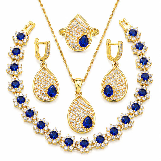 Gold-Plated CZ Wedding Jewelry Set