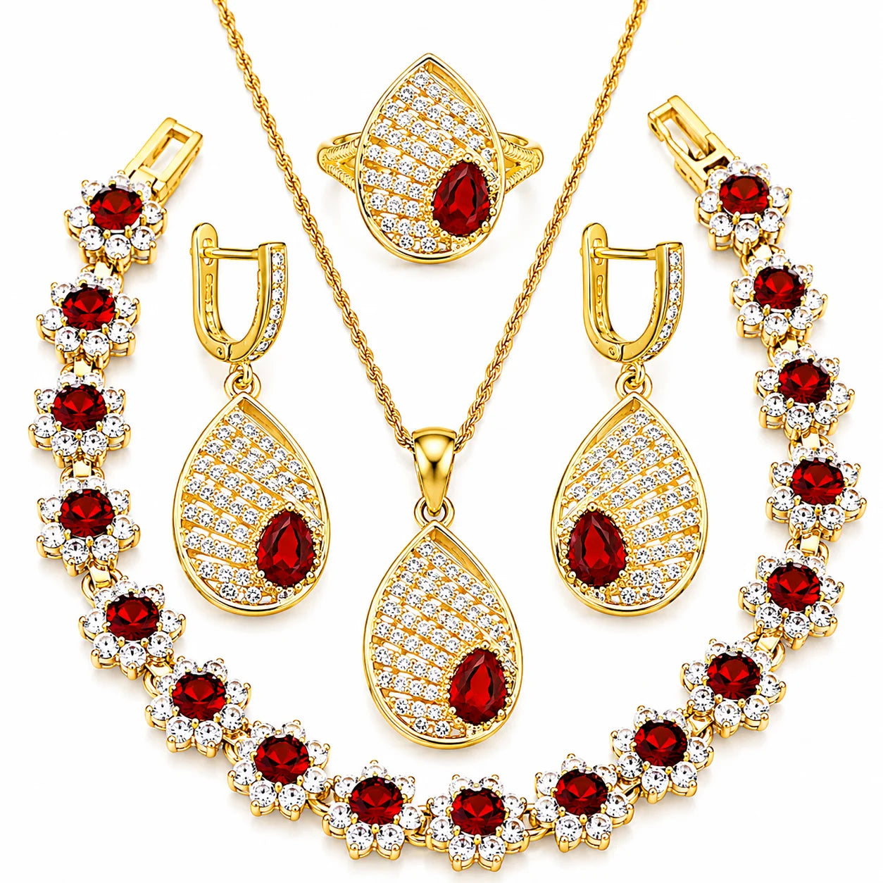 Gold-Plated CZ Wedding Jewelry Set