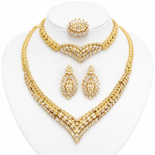 Flower Wedding Zircon Heart Set