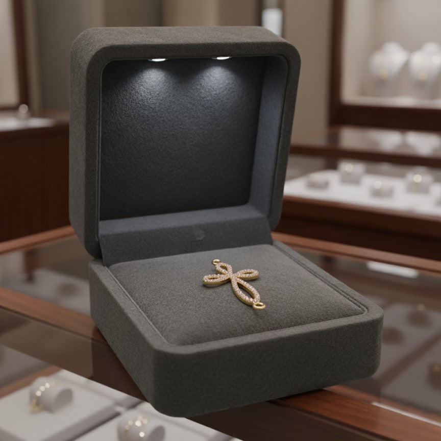 Golden Crystal Cross Pendant