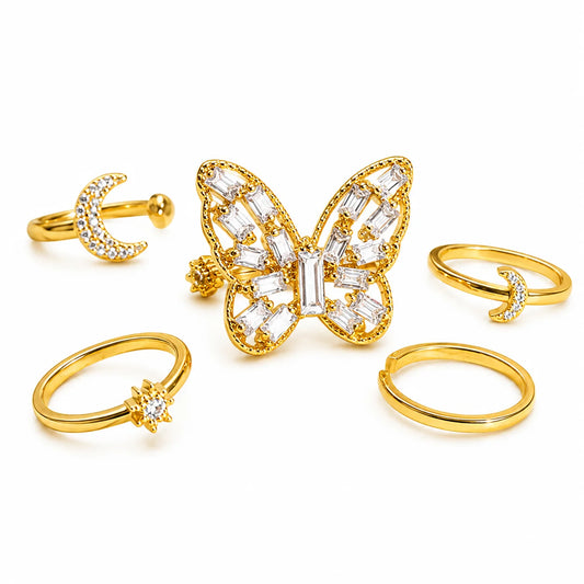 Golden Butterfly & Celestial Ring Set