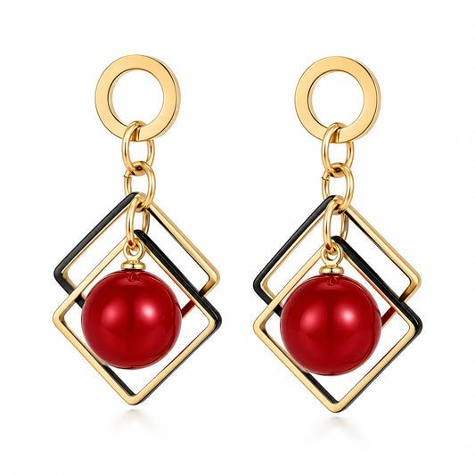 Gothic Cherry Pearl Beads Earrings