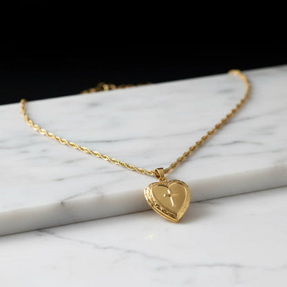 Heart Cross Frame Copper Necklace