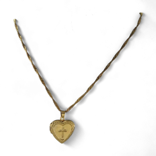 Heart Cross Frame Necklace