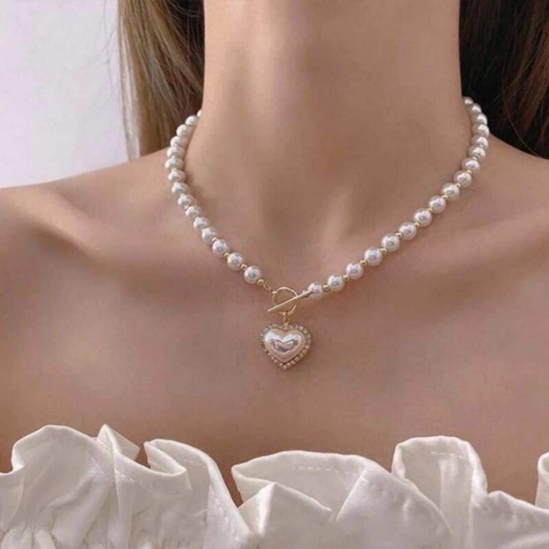 Heart Pearl Gold Necklace