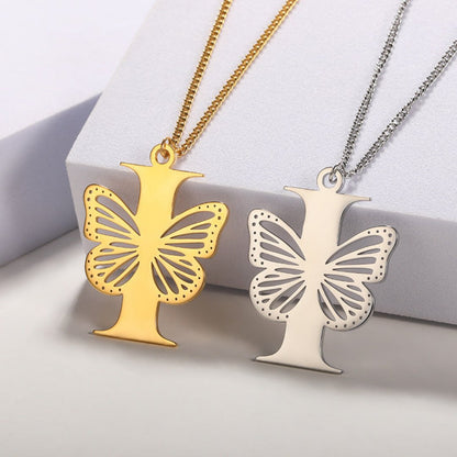 Initial Butterfly Gold Necklace