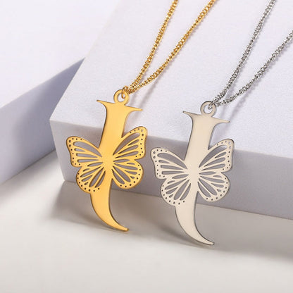 Initial Butterfly Gold Necklace
