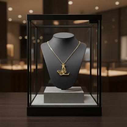Initial Butterfly Gold Necklace
